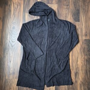 Barefoot Dreams Men's Hooded Open-Front Cardigan - Dark Charcoal